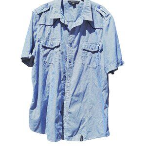 Mens Straitfaded country western pearl snap double breasted mens button up short